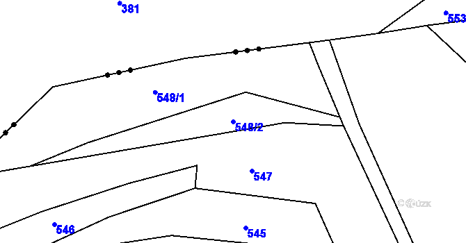 Parcela st. 548/2 v KÚ Druztová, Katastrální mapa