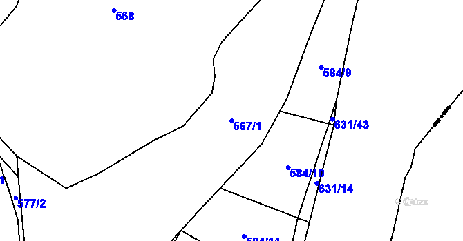Parcela st. 567/1 v KÚ Druztová, Katastrální mapa