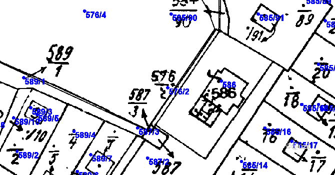 Parcela st. 576/2 v KÚ Druztová, Katastrální mapa