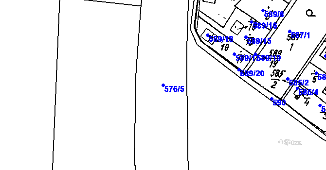 Parcela st. 576/5 v KÚ Druztová, Katastrální mapa