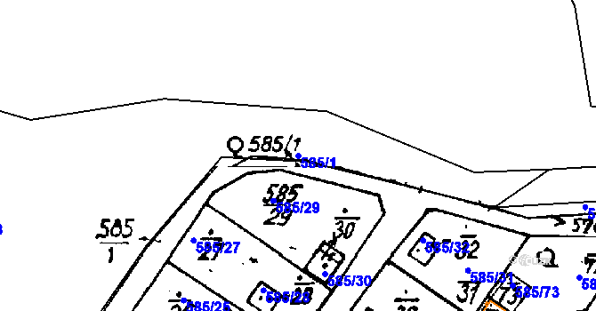 Parcela st. 585/1 v KÚ Druztová, Katastrální mapa