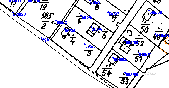 Parcela st. 585/3 v KÚ Druztová, Katastrální mapa