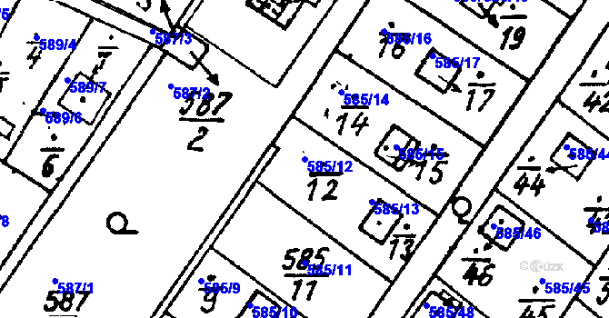 Parcela st. 585/12 v KÚ Druztová, Katastrální mapa