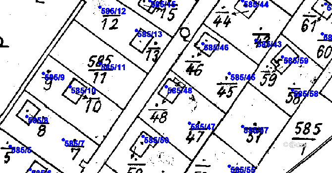 Parcela st. 585/48 v KÚ Druztová, Katastrální mapa