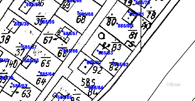Parcela st. 585/83 v KÚ Druztová, Katastrální mapa