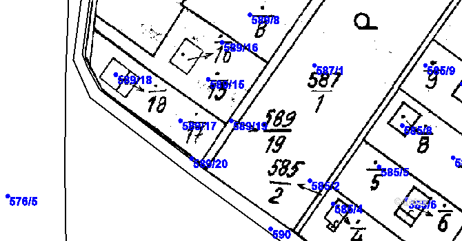 Parcela st. 589/19 v KÚ Druztová, Katastrální mapa
