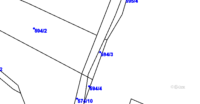 Parcela st. 594/3 v KÚ Druztová, Katastrální mapa
