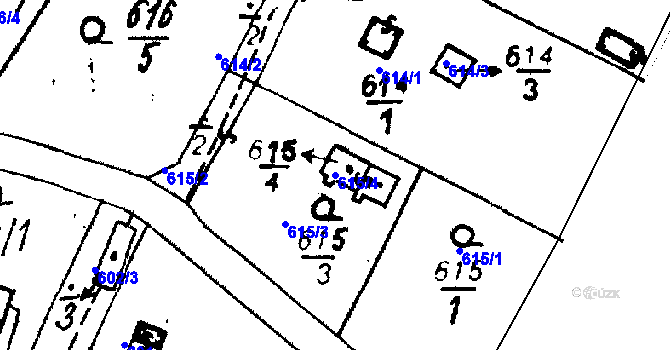 Parcela st. 615/4 v KÚ Druztová, Katastrální mapa