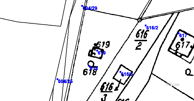 Parcela st. 619 v KÚ Druztová, Katastrální mapa