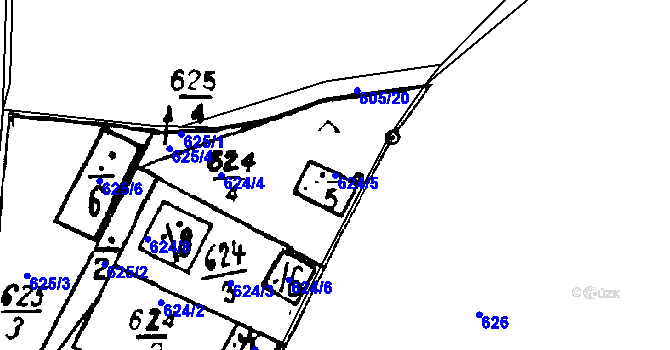 Parcela st. 624/5 v KÚ Druztová, Katastrální mapa