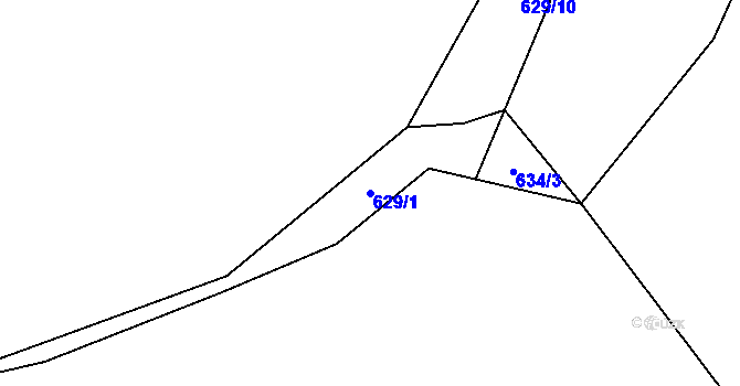 Parcela st. 629/1 v KÚ Druztová, Katastrální mapa