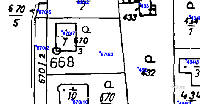 Parcela st. 670/3 v KÚ Druztová, Katastrální mapa