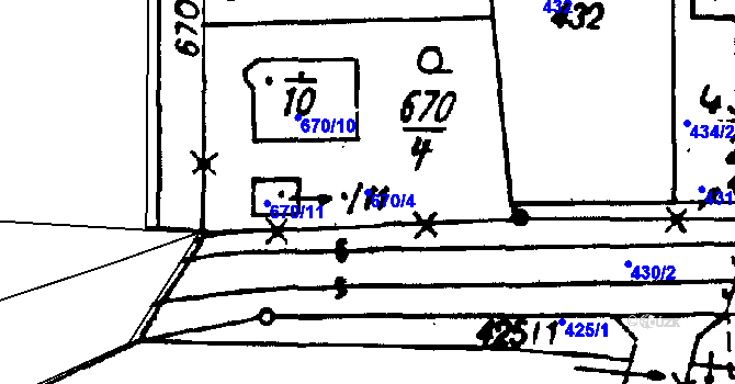 Parcela st. 670/4 v KÚ Druztová, Katastrální mapa
