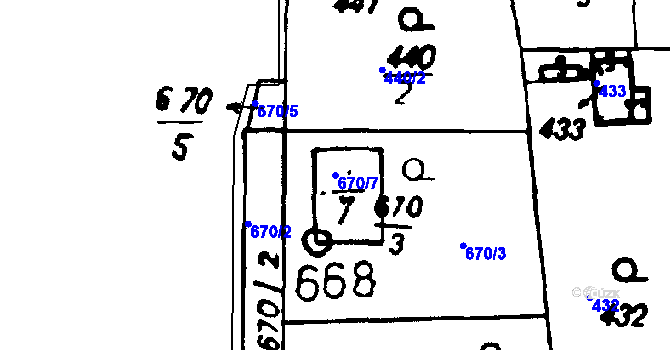 Parcela st. 670/7 v KÚ Druztová, Katastrální mapa