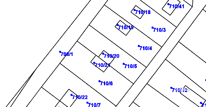 Parcela st. 710/20 v KÚ Druztová, Katastrální mapa