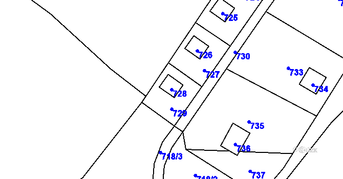 Parcela st. 728 v KÚ Druztová, Katastrální mapa