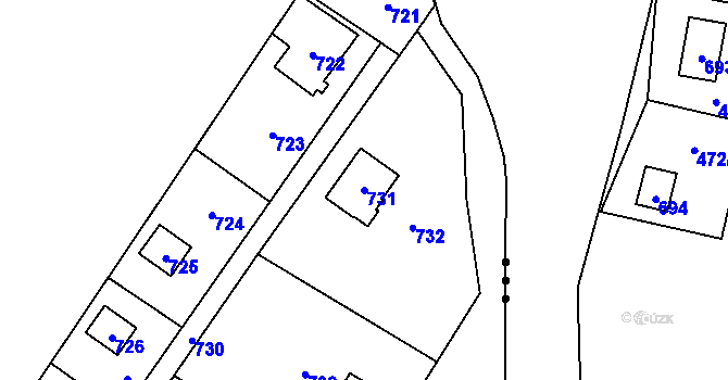 Parcela st. 731 v KÚ Druztová, Katastrální mapa