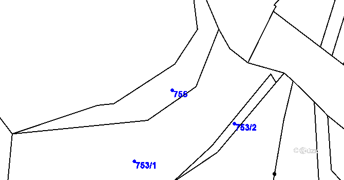 Parcela st. 755 v KÚ Druztová, Katastrální mapa