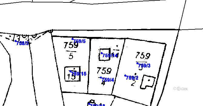 Parcela st. 759/14 v KÚ Druztová, Katastrální mapa