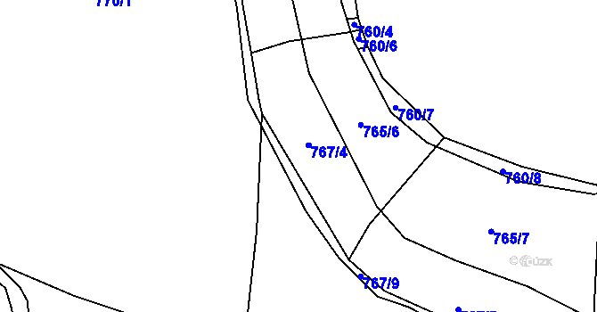 Parcela st. 767 v KÚ Druztová, Katastrální mapa
