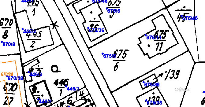 Parcela st. 675/6 v KÚ Druztová, Katastrální mapa