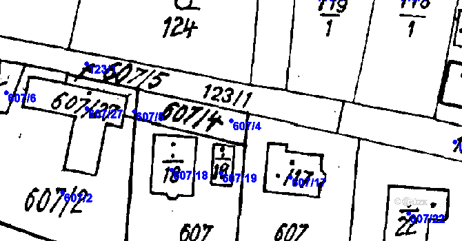 Parcela st. 607/4 v KÚ Druztová, Katastrální mapa