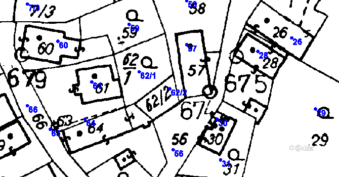 Parcela st. 62/2 v KÚ Druztová, Katastrální mapa