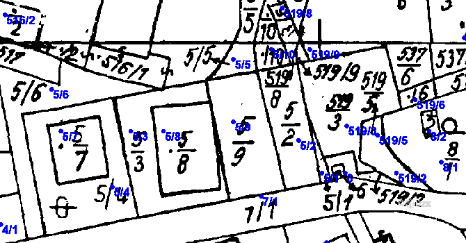 Parcela st. 5/9 v KÚ Druztová, Katastrální mapa