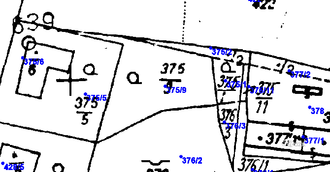 Parcela st. 375/9 v KÚ Druztová, Katastrální mapa