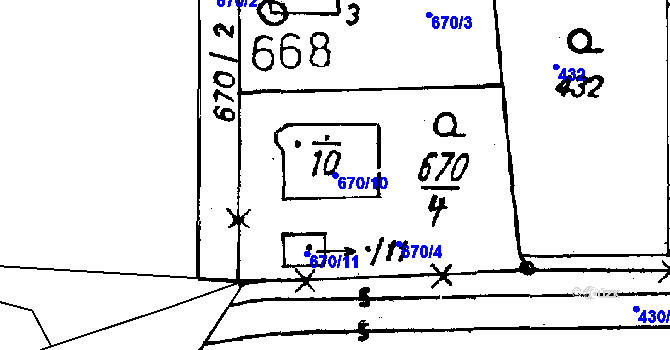 Parcela st. 670/10 v KÚ Druztová, Katastrální mapa