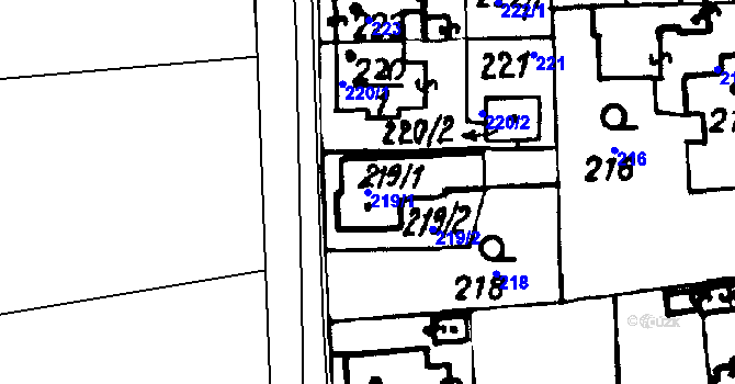 Parcela st. 219/1 v KÚ Druztová, Katastrální mapa