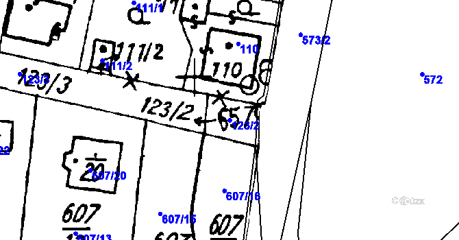 Parcela st. 123/2 v KÚ Druztová, Katastrální mapa