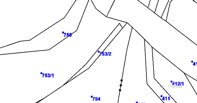 Parcela st. 753/2 v KÚ Druztová, Katastrální mapa