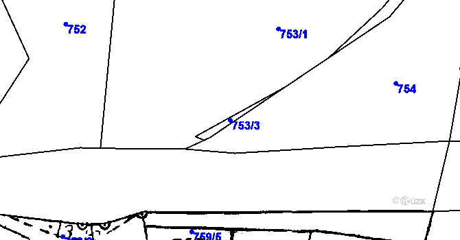 Parcela st. 753/3 v KÚ Druztová, Katastrální mapa