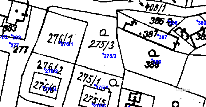 Parcela st. 275/3 v KÚ Druztová, Katastrální mapa