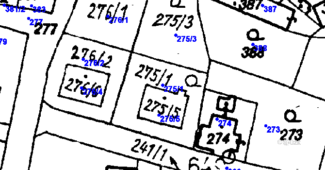 Parcela st. 275/1 v KÚ Druztová, Katastrální mapa