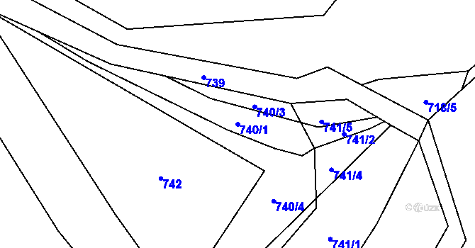 Parcela st. 740/1 v KÚ Druztová, Katastrální mapa