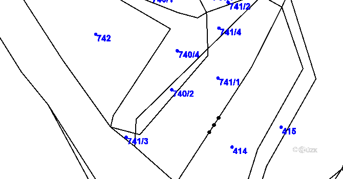 Parcela st. 740/2 v KÚ Druztová, Katastrální mapa
