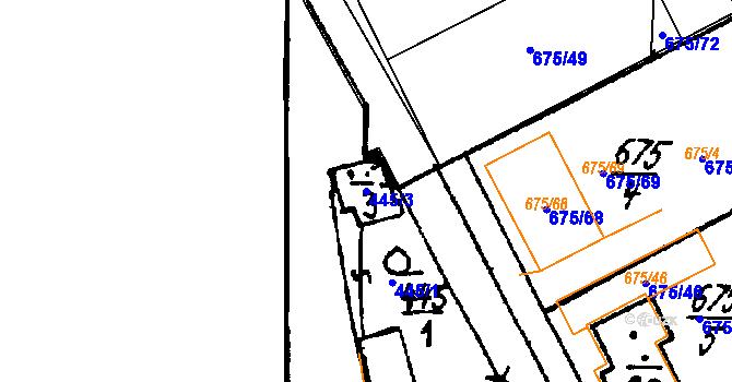 Parcela st. 445/3 v KÚ Druztová, Katastrální mapa