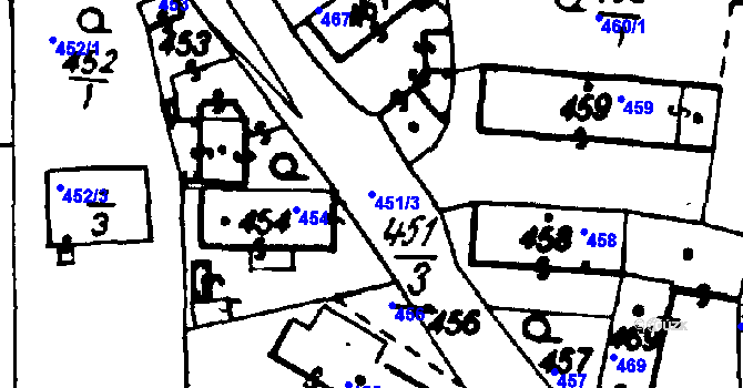 Parcela st. 451/3 v KÚ Druztová, Katastrální mapa