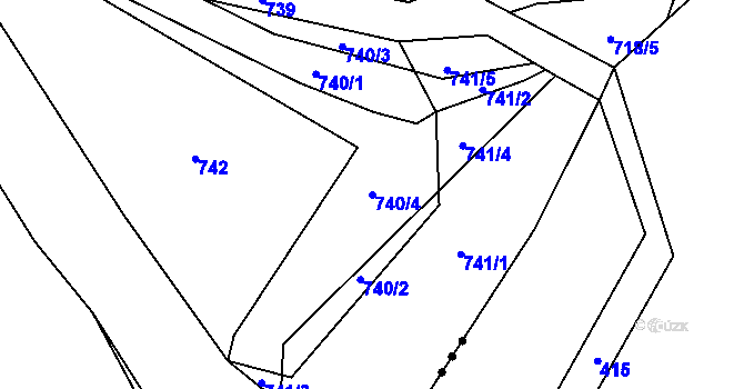 Parcela st. 740/4 v KÚ Druztová, Katastrální mapa