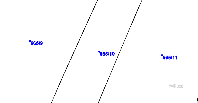 Parcela st. 665/10 v KÚ Druztová, Katastrální mapa