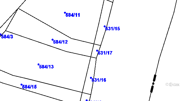 Parcela st. 631/17 v KÚ Druztová, Katastrální mapa