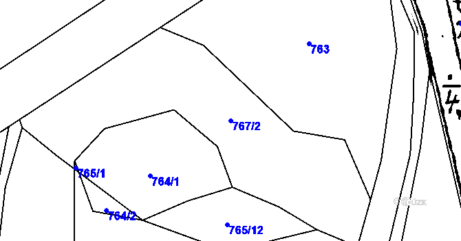 Parcela st. 767/2 v KÚ Druztová, Katastrální mapa