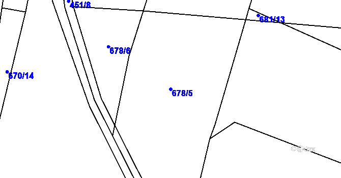 Parcela st. 678/5 v KÚ Druztová, Katastrální mapa