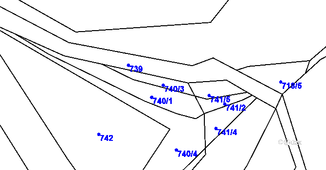 Parcela st. 740/3 v KÚ Druztová, Katastrální mapa