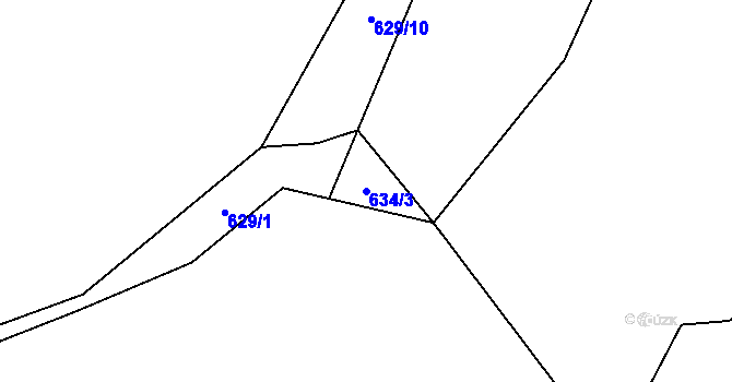 Parcela st. 634/3 v KÚ Druztová, Katastrální mapa