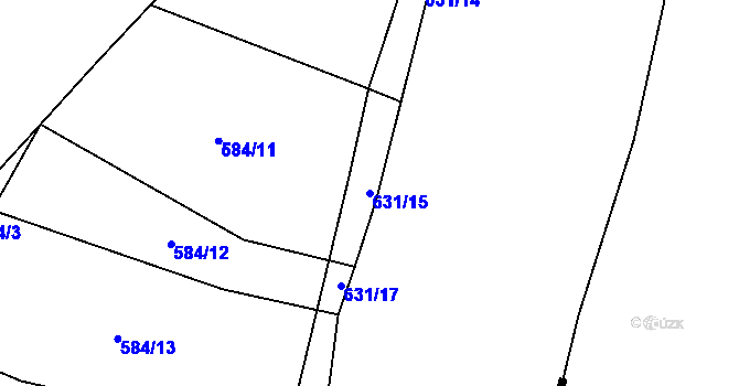 Parcela st. 631/15 v KÚ Druztová, Katastrální mapa