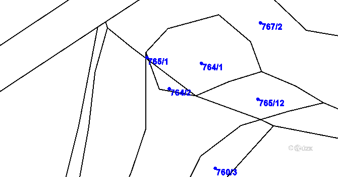 Parcela st. 764/2 v KÚ Druztová, Katastrální mapa