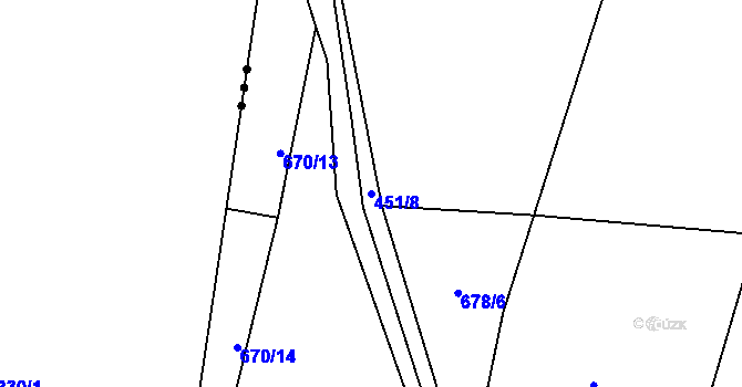 Parcela st. 451/8 v KÚ Druztová, Katastrální mapa